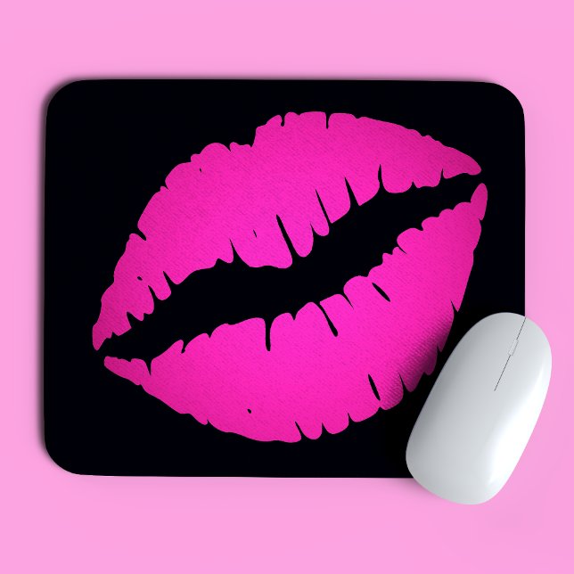 Black and Hot Pink Ombre Lipstick Kiss Mouse Pad (Creator Uploaded)