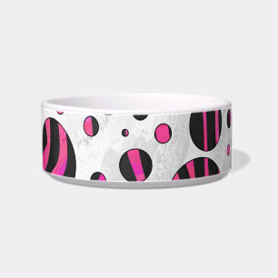 Black and Hot Pink Piloka Dot Zebra Bowl