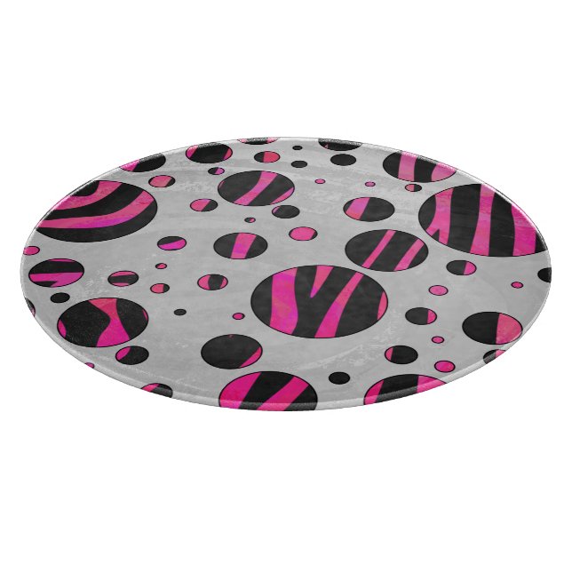 Black and Hot Pink Piloka Dot Zebra Cutting Board (Corner)