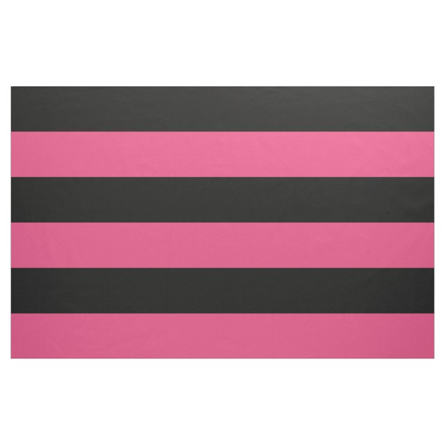 Black and Hot Pink Wide Stripes Large Scale Fabric (Yard)