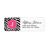Black and Hot Pink Zebra Print Custom Monogram
