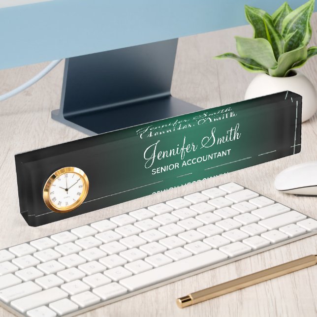 Black and Hunter Green Gradient with Job Title Nameplate