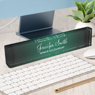 Black and Hunter Green Ombre with Job Title Nameplate