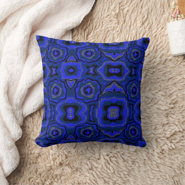 Black and indigo blue abstract pattern. cushion (Blanket)