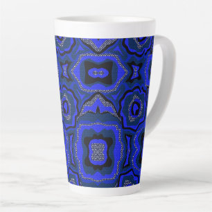 Black and indigo blue abstract pattern. latte mug
