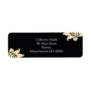 Black and Ivory Damask Address Labels
