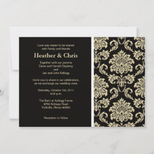 Black and Ivory Damask Wedding Invitation