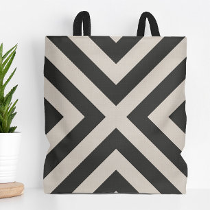 Black and Ivory Diamond X Modern Farmhouse Tote Bag