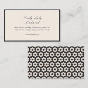 Black and Ivory Geometric Tile Wedding RSVP Online Enclosure Card