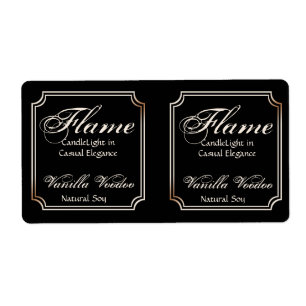 Black and Ivory Scallop Frame Candle Label