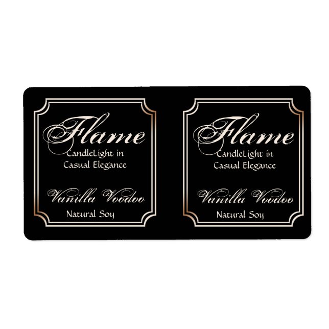 Black and Ivory Scallop Frame Candle Label (Front)