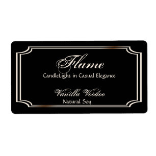 Black and Ivory Scallop Frame Candle Label