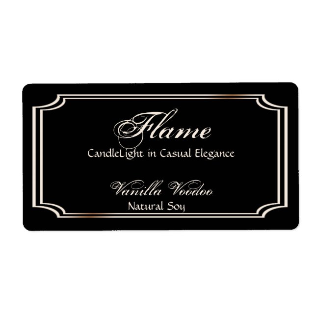 Black and Ivory Scallop Frame Candle Label (Front)