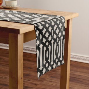 Black and Ivory Trellis   Modern Farmhouse Short Table Runner