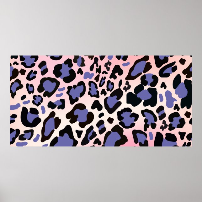 Black and Lavender Leopard Print: Bold and Elegant Poster (Front)