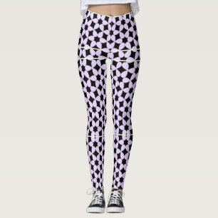 Black and Lavender Star Pattern Athletic Women's Leggings