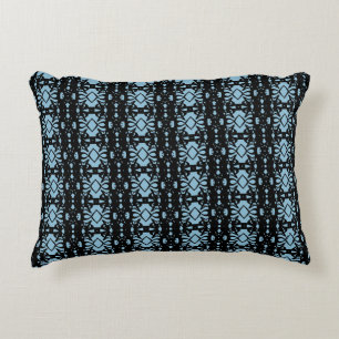 Black and Light Blue Geometric Pattern Decorative Cushion