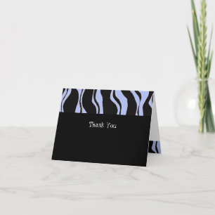 Black and Light Blue Zebra Stripe Thank You Card