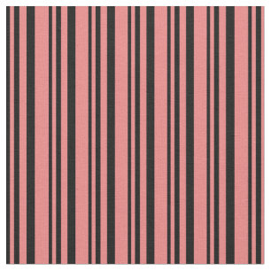 Black and Light Coral Coloured Stripes Fabric