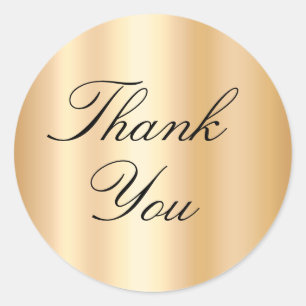 Black and Light Gold Shiny Gradient Thank You Classic Round Sticker