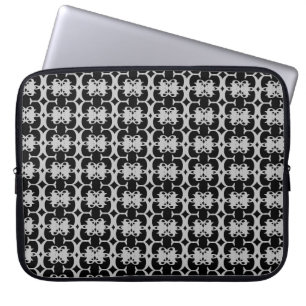 Black and Light Grey Geometric Pattern Laptop Sleeve
