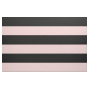 Black and Light Pink Wide Stripes Large Scale Fabric