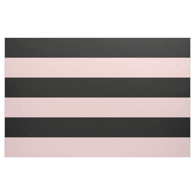 Black and Light Pink Wide Stripes Large Scale Fabric (Yard)
