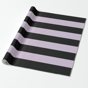 Black and Light Purple Awning Stripes Wrapping Paper
