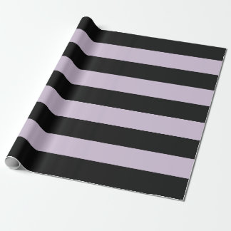 Black and Light Purple Awning Stripes Wrapping Paper