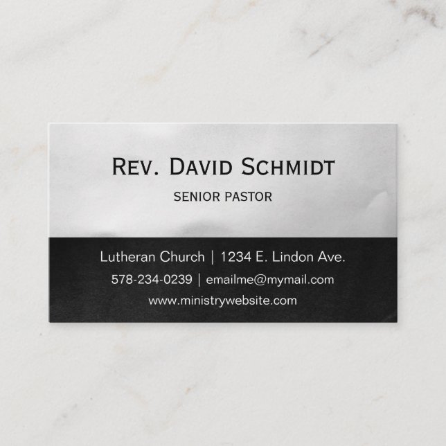 Black  and Light Silver Pastor Ministry Business Card (Front)