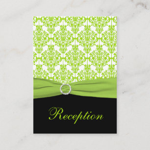 Black and Lime Green Damask Enclosure Card