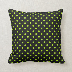 Black and Lime Green Polka Dot Cushion