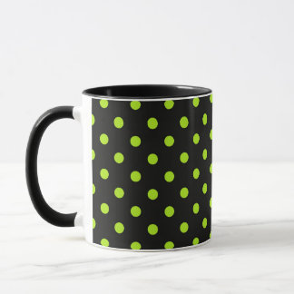 Black and Lime Green Polka Dot Mug