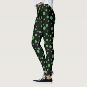 Black and Lime Green Polka Dotted Leggings
