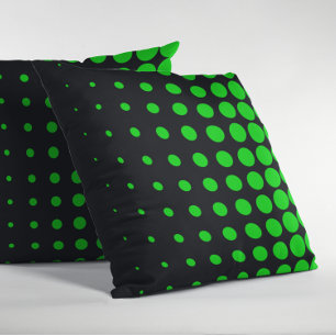 Black and Lime Green Progressive Dots Cushion