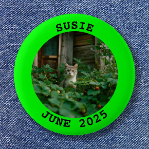 Black and Lime Personalised Round Photo Frame 6 Cm Round Badge