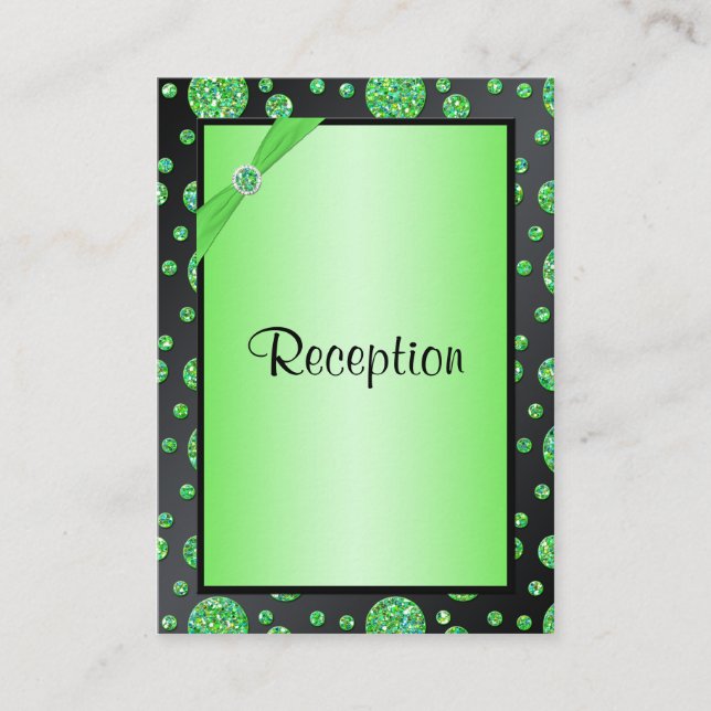 Black and Lime Polka Dots Enclosure Card (Front)