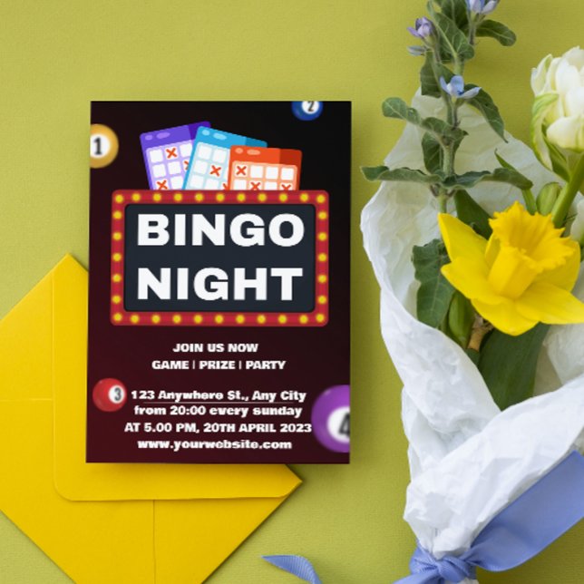 Black and Maroon Minimalis Bingo Night Invitations (Creator Uploaded)