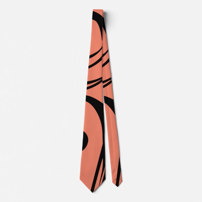 Black And Mediterranean Peach Business Neck Tie (Front)