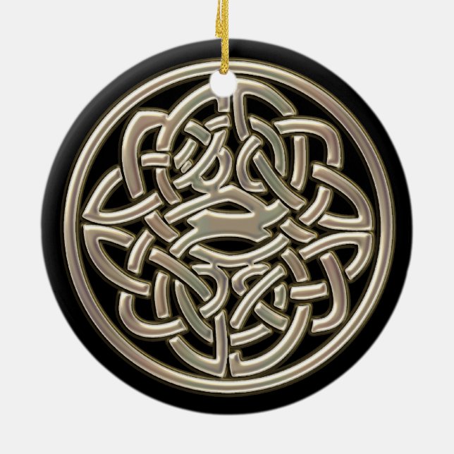 Black and Metallic Gold Celtic Knot Ornament (Back)