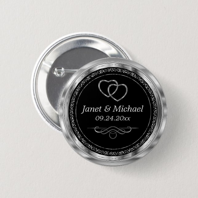 Black and Metallic Silver Template Button (Front & Back)