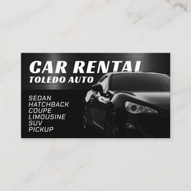 Black and metallic style automotive  business card (Front)