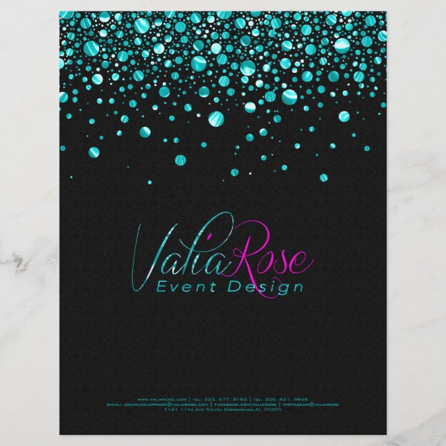 Black And Metallic Teal Random Circle Design 2a Letterhead (Front)