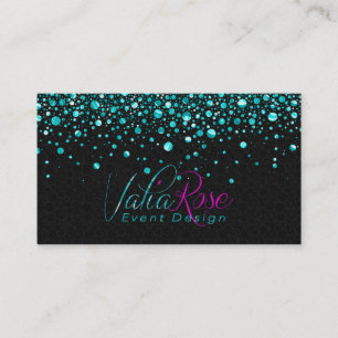 Black And Metallic Teal Random Circle Design Business Card