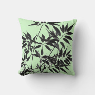Black and Mint Green Bamboo Plant Cushion