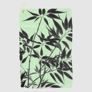 Black and Mint Green Bamboo Plant Golf Towel