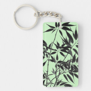 Black and Mint Green Bamboo Plant Key Ring