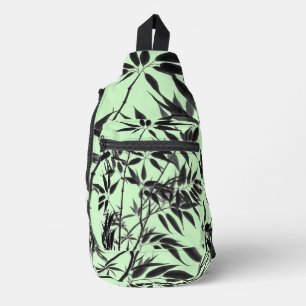 Black and Mint Green Bamboo Plant Sling Bag