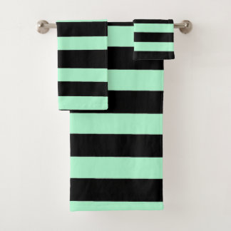 Black and Mint Green Bath Towel Set