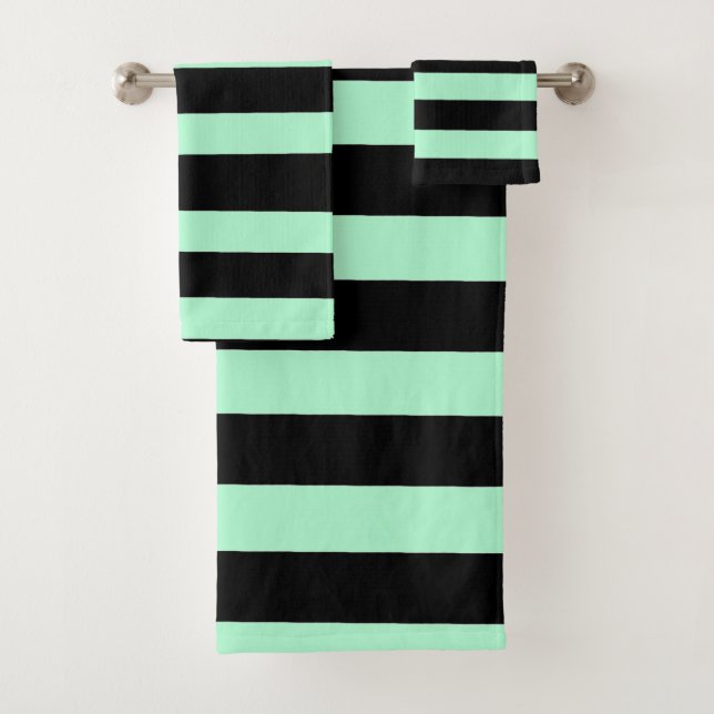 Black and Mint Green Bath Towel Set (Insitu)